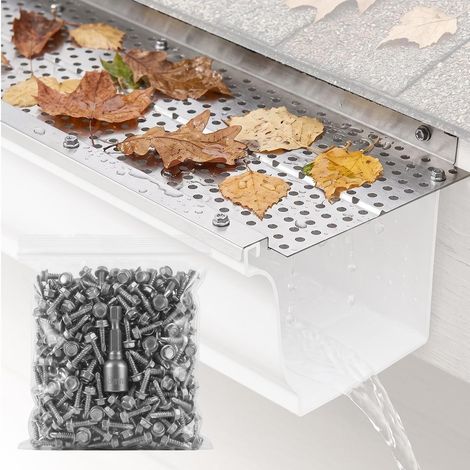 52 pièces grille de protection gouttière 127 mm en aluminium, pare-feuilles anti-feuille, installation facile (1/5)