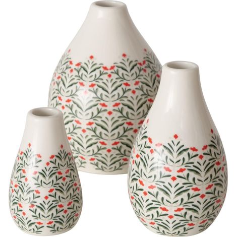 Vase en Porcelaine, Motif Floral, Rond, Fait à la Main, imperméable, Hauteur 12 cm, Ø 9 cm (1/2)