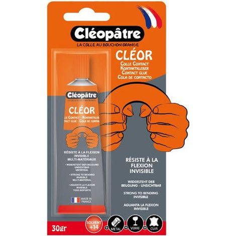 Colle contact - CLEOPATRE - Cléor 30g - Multi-matériaux - Flexible - Résistante à la flexion invisible