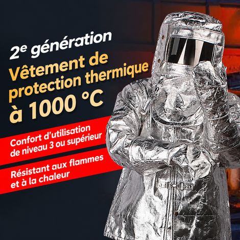 Combinaison de protection thermique haute température 1000 °C deux pièces ignifuge taille XL métallisé 4,5 kg – Livraison gratuite (1/5)