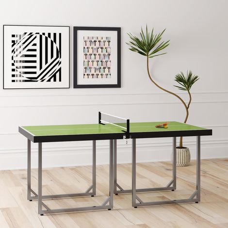 Mesa de Ping-Pong Plegable con Red y Marco de Acero Fácil de Transportar para Interior y Exterior 182x91x76 cm Verde (1/5)