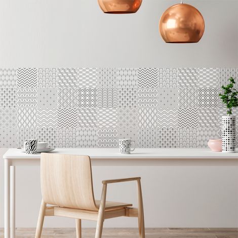 Sticker Mural Carrelage adhésif Cuisine Salle de Bain - 24 STICKERS CARREAUX DE CIMENT SCANDINAVE HELSINKI - 24stickers20x20cm (1/5)