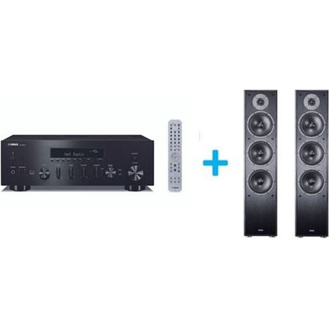 Amplificateur Hi-Fi Yamaha R-N600A Noir + une paire d'enceintes colonne Magnat Monitor S70 Noir