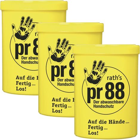 Raths PR88 Hautschutzcreme - unsichtbarer Handschutz silikonfrei, 3x1000ml