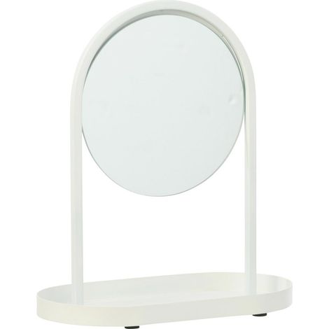 Miroir Avec Support Bijoux "Perle" 32cm Blanc (1/5)