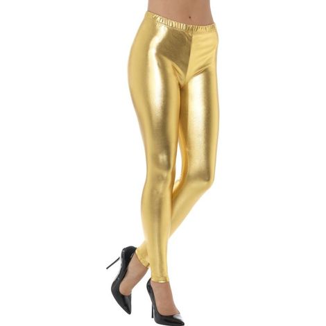 80s Metallic Disco Leggings - Gold - 48104M
