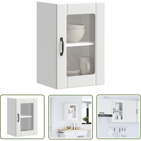 vidaXL Küchen-Hängeschrank mit Glastür Lucca Weiß (1/5)