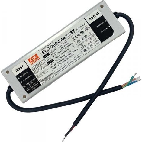 MW MEAN WELL ELG-200-24A-3Y Alimentatore IP67 200W 24V 8,4A Input 220V e 110V