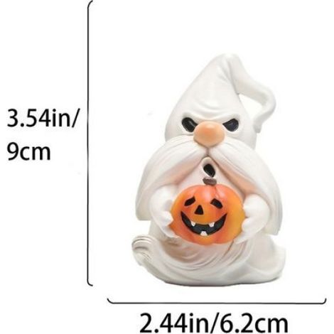 1 Ornement de jardin, Résine blanche, Motif fantôme citrouille, Décoration Halloween, Extérieur (1/5)