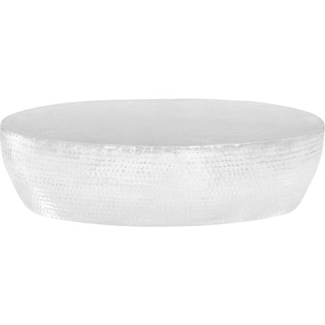 vidaXL Mesa de centro aluminio martillado plateado 100x50x28 cm (1/2)