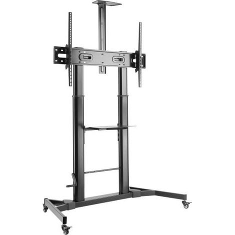 AISENS Supporto da pavimento de ECO Floor con ruote e maniglia, vassoio per DVD e supporto per telecamera de per Monitor/TV 100Kg de 60-100, nero (1/4)