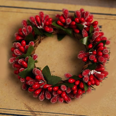 Couronne De Bougie - Couronne En Feuillage Artificiel Pour Décoration De Table De Noël - Diamètre 9 Cm - Rouge - 1 Pièce (1/5)