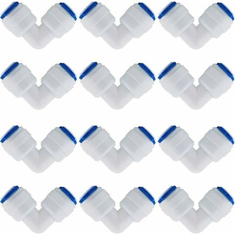 12 Pcs Accessoires De Filtre à Eau RO  Raccord De Buse 1/4 Pouces  90 Degree Right Angle Fast Docking  pour Raccorder Les Raccords De Tuyauterie d'eau, Tuyau de réfrigérateur.--Lefou (1/4)