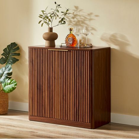 REDOM - Buffet 80x40x80 cm, étagères réglables sur 3 positions, plateau résistant à l'eau et aux rayures, panneau de particules brun (1/5)