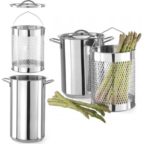 Pentola per asparagi e pasta con inserto e coperchio XL 5,5 l - Hendi 833100 (1/3)