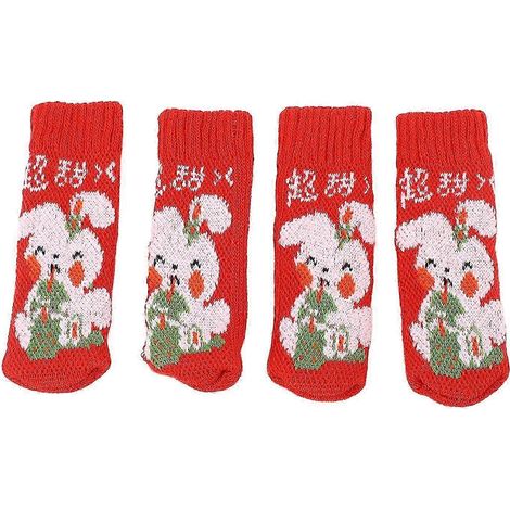 20 protège-pieds de chaise épais en maille pour protéger vos sols, antidérapants, adaptés aux parquets, motif lapin rouge et blanc (1/5)