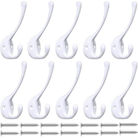 Wall-mounted coat hooks - Heavy-duty hangers (pack of 10), premium quality wall hooks, rust-resistant metal wall hooks (1/5)
