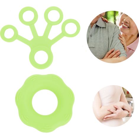 Brace d'entraînement de force pour doigts avec sangle ajustable et poignée ergonomique verte (1/5)