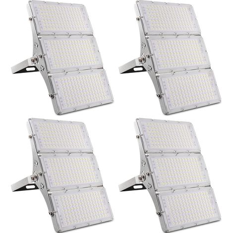 Projecteur Extérieur 300W 30000LM 6500K Blanc Froid - Lampe de Sécurité LED Imperméable IP65 - Idéal pour Jardin, Garage, Couloir, Terrasse (4 Pièces) (1/5)