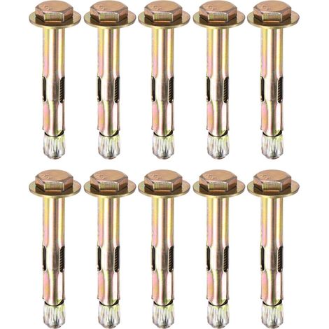 10-Pack Boulon D'Expansion Hexagonal, M8x60mm Acier Galvanisé Carbone-Fer Boulons D'Expansion Hexagonaux Externes, Boulon Métallique Anti-Corrosion Pour Béton/Briques Sèches (1/5)