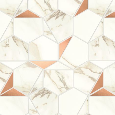 Mosaïque effet Marbre Blanc Calacatta Supreme Hexa 29x25,1x0,85 cm Brillant Faventa - Mur intérieur (vendu par carton de 0,4367 m²) - RO'MA CARRELAGE