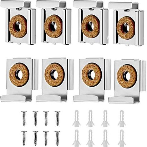 Wall Mounted Mirror Bracket, Mirror Brackets, Wall Mounted Adjustable Mirror Clip Mounted Mirror Clamp, for Wall Mirror for Bathroom, Cloakroom, 8 Pieces (1/5)