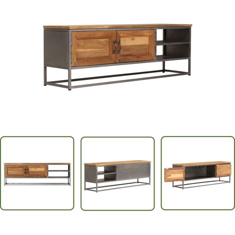 The Living Store TV-Schrank Recyceltes Teakholz und Stahl 120x30x40 cm - TV-Schrank - Teakholz - Holzmöbel - Wohnzimmerschrank - Sideboard (1/5)
