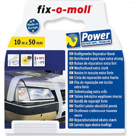 FIX-0-MOLL - 10mt x 50mm - NASTRO ADESIVO IN TESSUTO EXTRA FORTE PER RIPARAZIONI - COLORE BIANCO