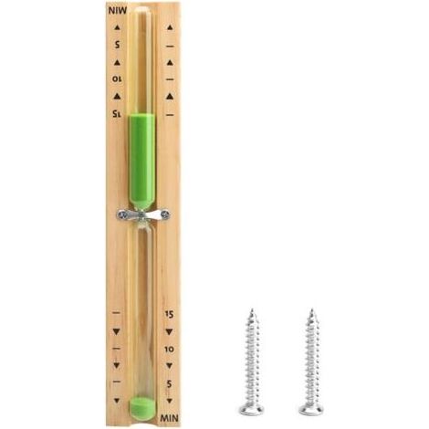 Sablier pour sauna - Accessoire de minuterie - 15 minutes - Minuteur de cuisine - Résistant à la chaleur - Sauna - Sablier en bois - Vert sable (1/5)