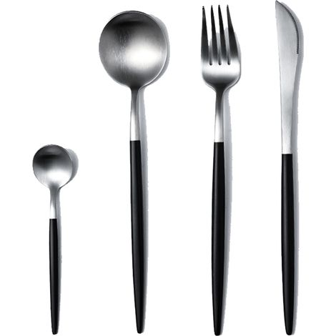 Couteau Fourchette Cuillère En Acier Inoxydable 304 Set De Couverts Plateaux Satin Pour Maison Restaurant Lave-vaisselle 24 Pièces (1/5)