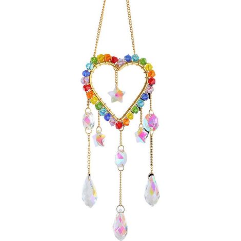 Acchiappasogni di cristallo a forma di cuore, decorazione colorata per finestre, decorazione per la casa (1/5)