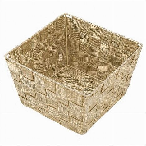 Trade Shop - MEHRZWECK-AUFBEWAHRUNGSHALTER AUS STOFF, ORGANIZER, BADEZIMMER, KÜCHE, BEIGE, 20 X 20 X 13 CM 79122 -
