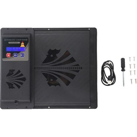 Porte automatique de poulailler – Ouverture horizontale USB – Minuterie programmable – Matériau plastique durable – Écran LED haute définition (1/5)