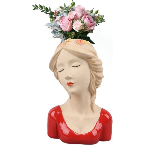 jeune fille créative, visage fleuri, jeune fille timide, rouge (1/5)