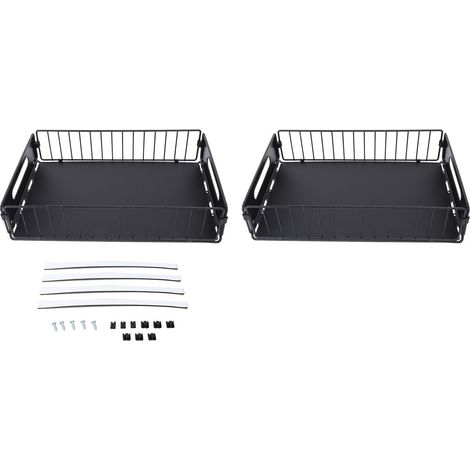 Lot de 2 organisateurs de placard coulissants en métal flexible et multifonctionnel, étagère à épices coulissante pour sous évier de cuisine courte (1/5)