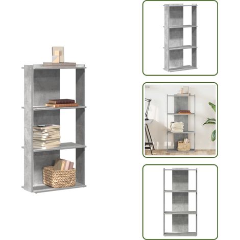 The Living Store Bücherregal 3 Böden Betongrau 60x30x120 cm Holzwerkstoff - Bücherregal 3 Böden (1/5)