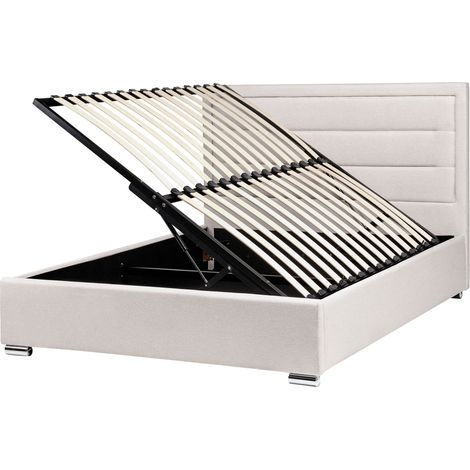 Ottoman Bed Fabric ROUEN 140 x 200 cm (EU Double) Light Beige
