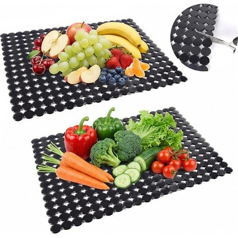 2 Piece PVC Kitchen Sink Mat 40 x 30 cm Kitchen Sink Protector Cuttable Non-Slip Protection Drainage Against Scratches and Dirt for Dishes and Glassware (Black)
