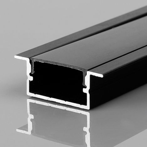 Perfil Tira LED Empotrable - 10x42mm - Con Difusor - 2 Metros - Negro (1/3)