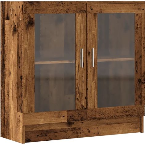 Mobile libreria classico ed essenziale 82 x 30 x 80 cm con ante in vetro in legno multistrato legno vecchio 020050780