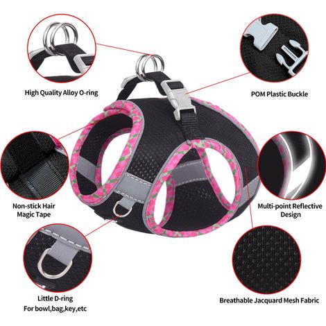 Harnais pour chat et chien avec laisse, gilet réglable et respirant, réfléchissant pour sécurité, idéal pour promenade, harnais confortable en maille pour animaux (1/5)