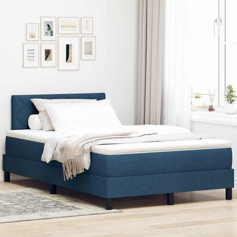 Boxspringbett mit Kissen mit Kopfteil Blau 120 x 190 cm Stoff
