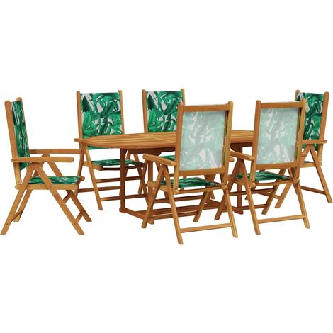 Maison Exclusive - Set Pranzo da Giardino 7 pz Foglie in Tessuto e Legno Massello