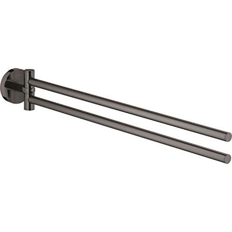 Grohe Essentials Portasciugamani in metallo con 2 bracci girevoli, Grafite dura (40371A01)