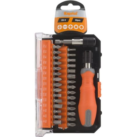 Set inserti+impugnatura girevole 32 pz. con custodia plastica