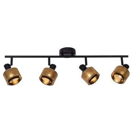 Plafoniera industriale Rafa 4 spot nero oro E14 Lucide