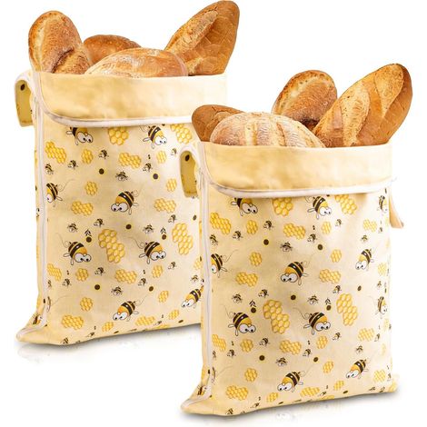 Juego de 2 bolsas de cera de abeja para pan casero y de masa madre, 43 x 33 cm, cierre de cremallera, aptas para congelador. (1/5)