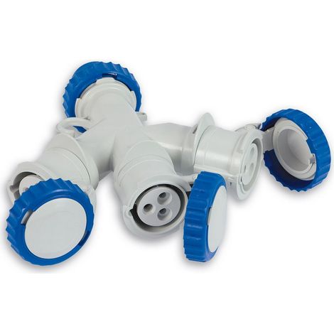 1PZ ADATTATORE INDUSTRIALE CEE TRIPLO IP67 2P+T spina/3 prese CEE