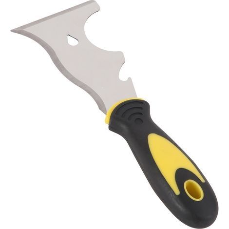 Spatule de Peintre Multifonction en Acier Inoxydable avec Lame de 75 mm - Grattoir Multifonction avec Plaque de Frappe - Grattoir à Peinture avec Poignée Antidérapante (1/4)
