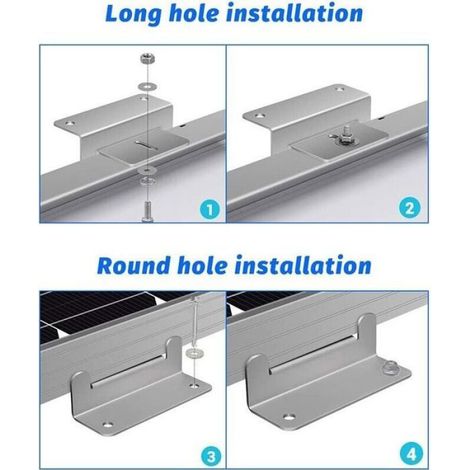 Support Montage Panneau Solaire - Aluminium Alliage - Forme Z - Pour Toit Plat Bateau Caravane - 4 Pièces (1/5)